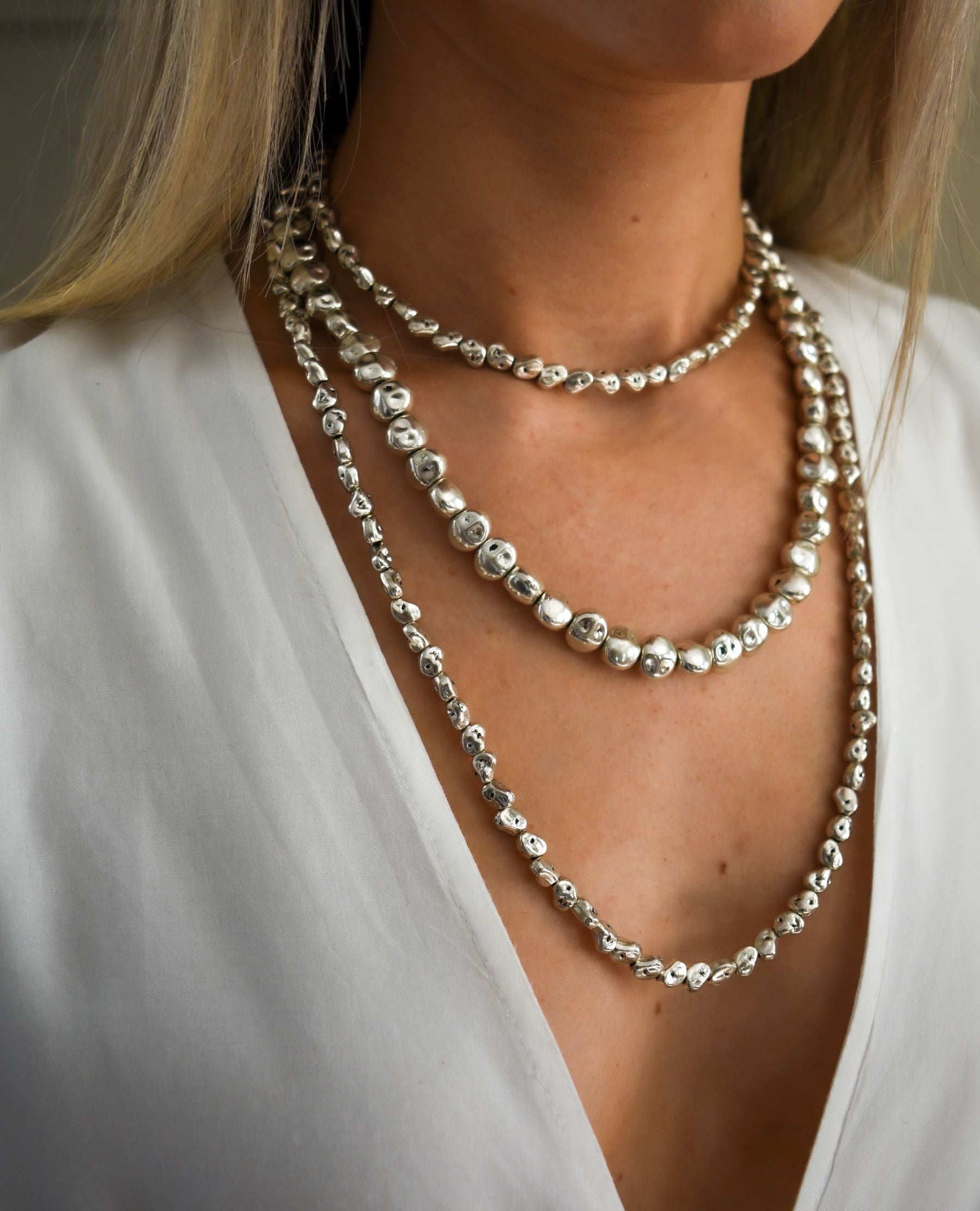 Silver Pebble Maxi Necklace